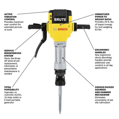 Bosch Brute™ Breaker Hammer Basic Kit w/ Basic Cart, Flat Chisel & Moil Point BH2760VCB