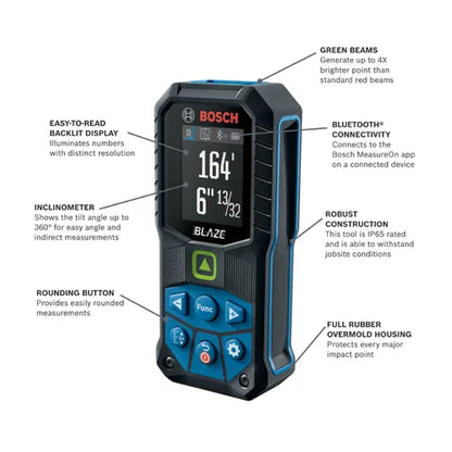 Bosch GLM165-27CGL Blaze GEN2 165ft Green Laser Measure w/Bluetooth and Li-ion GLM165-27CGL
