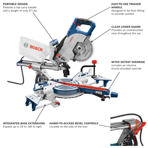 Bosch 8 1/2" Single Bevel Slide Miter Saw CM8S