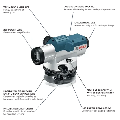 Bosch GOL 26 CK Auto Optical Level Kit 26X GOL 26 CK