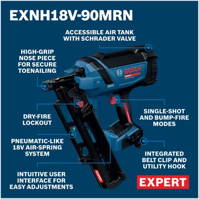 Bosch 18V Brushless 21 Degree Framing Nailer EXNH18V-90MRN